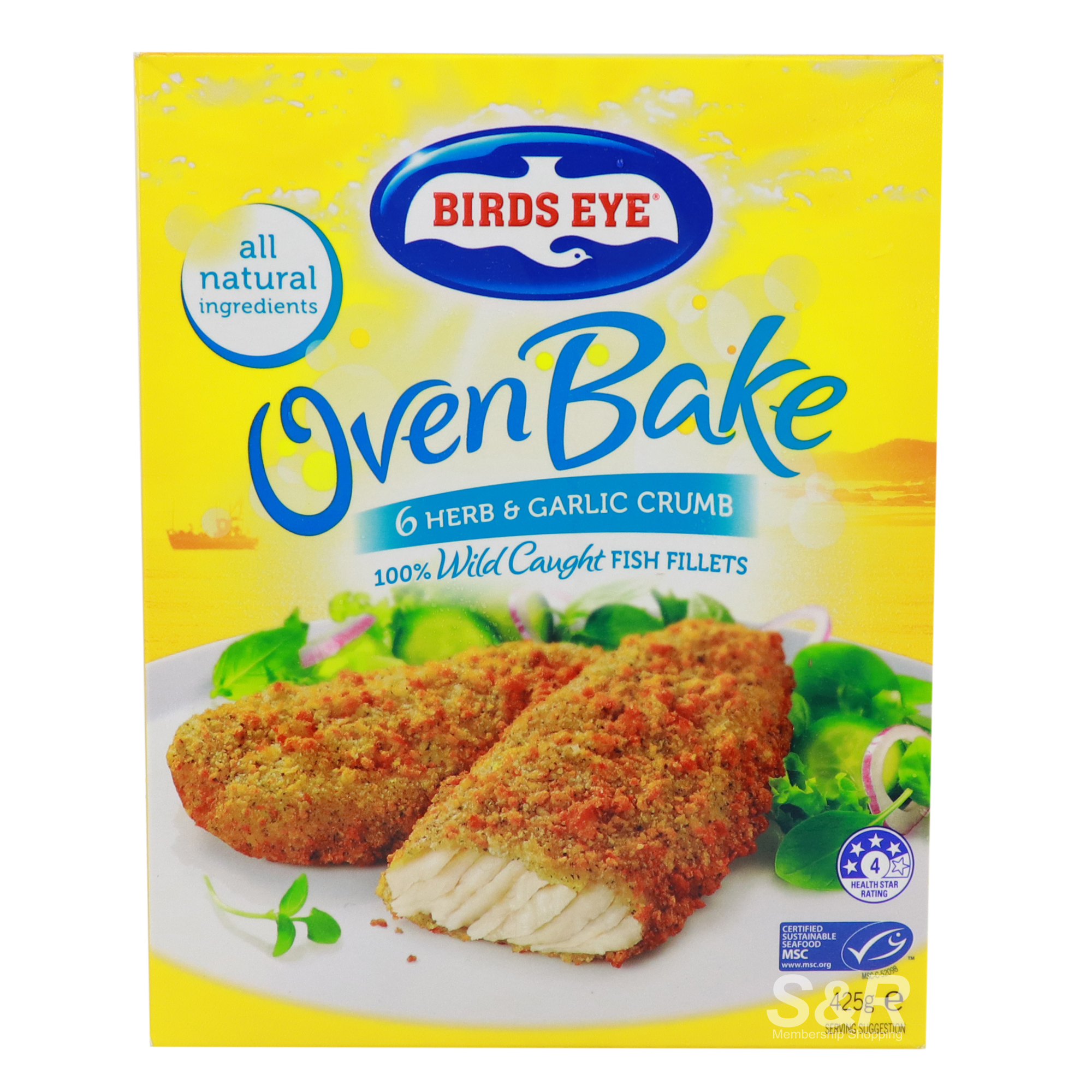 Birds Eye Oven Bake 100% Wild Caught Fish Fillets 6 Herb and Garlic Crumb 425g Birds Eye Oven Bake 100% Wild Caught Fish Fillets 6 Herb and Garlic Crumb 425g